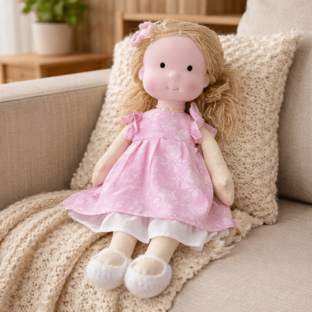 Handmade Waldorf Doll Made of Cotton for Creative Play