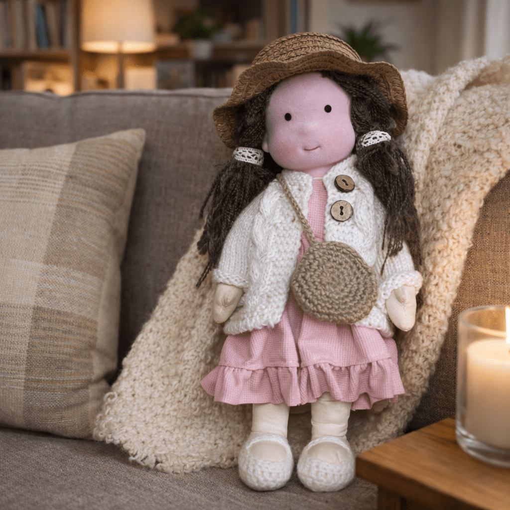 Handmade Waldorf Doll Made of Cotton for Creative Play