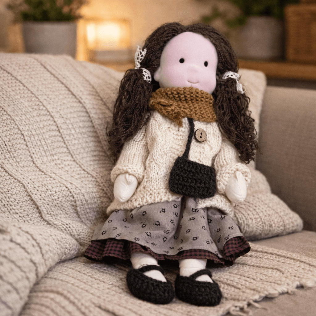 Handmade Waldorf Doll Made of Cotton for Creative Play
