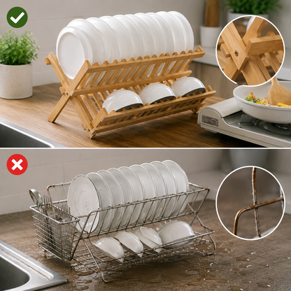 Vertical Compartment Bamboo Drying Rack