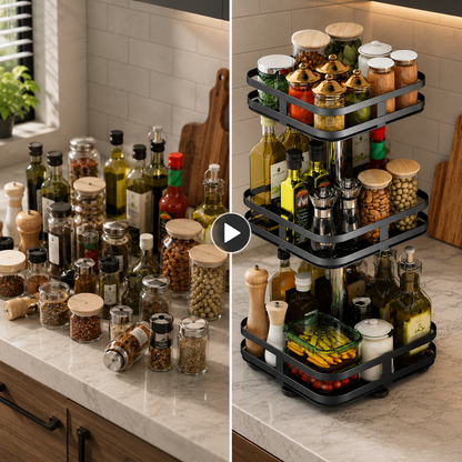 Rotating Metal Spice Rack with 3 Tiers