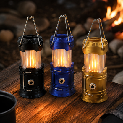 LED Camping Lantern with Flickering Flame - 3 Functions
