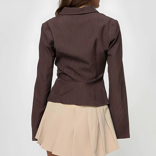 Brown Striped Women's Blouse - Stylish and Chic