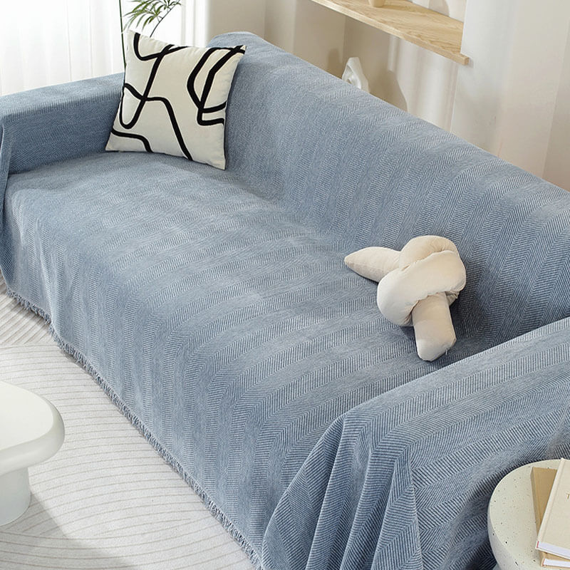 Chic Textured Sofa Protector with Decorative Tassels