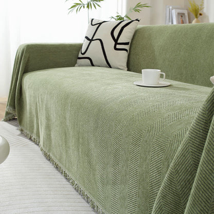 Chic Textured Sofa Protector with Decorative Tassels