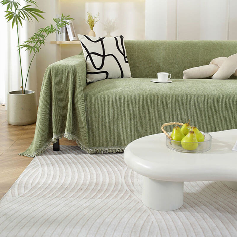 Chic Textured Sofa Protector with Decorative Tassels