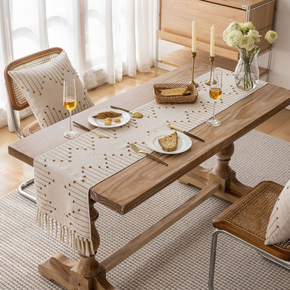 Serene Cotton Tassel Table Runner for Stylish Dining