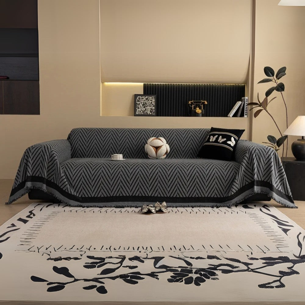 Elegant Textured Couch Protector with Tassel Detail
