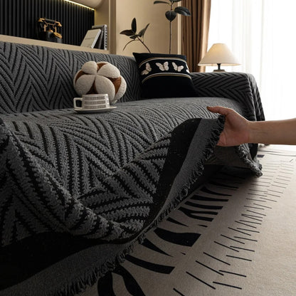 Elegant Textured Couch Protector with Tassel Detail