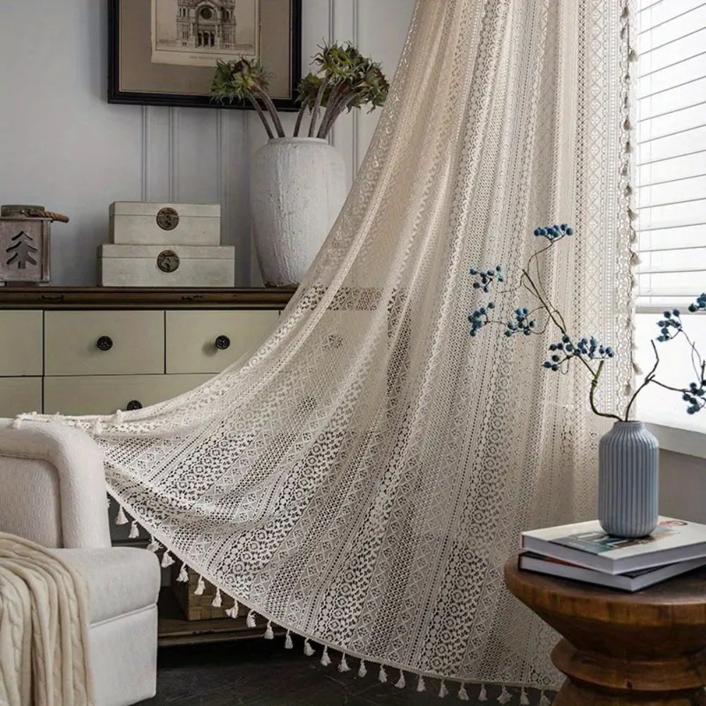 Elegant Boho-Style Crochet Window Drapes
