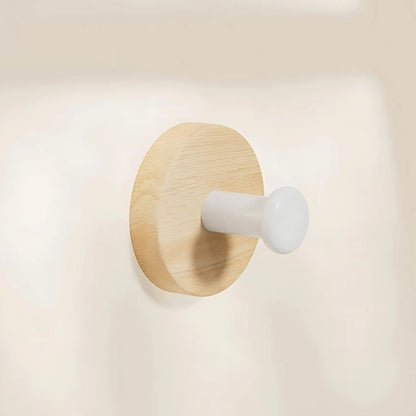 Sleek Adhesive Wooden Wall Hooks for Easy Organization