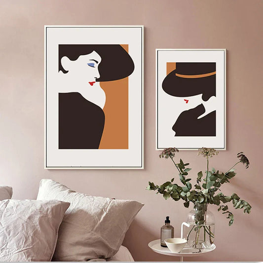 Chic Canvas Prints of Fashionable Hats for Home Decor in Living Room, Bedroom, Dining Room, Salon