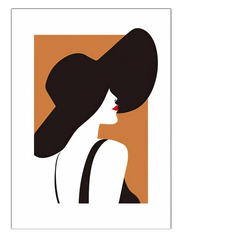 Chic Canvas Prints of Fashionable Hats for Home Decor in Living Room, Bedroom, Dining Room, Salon