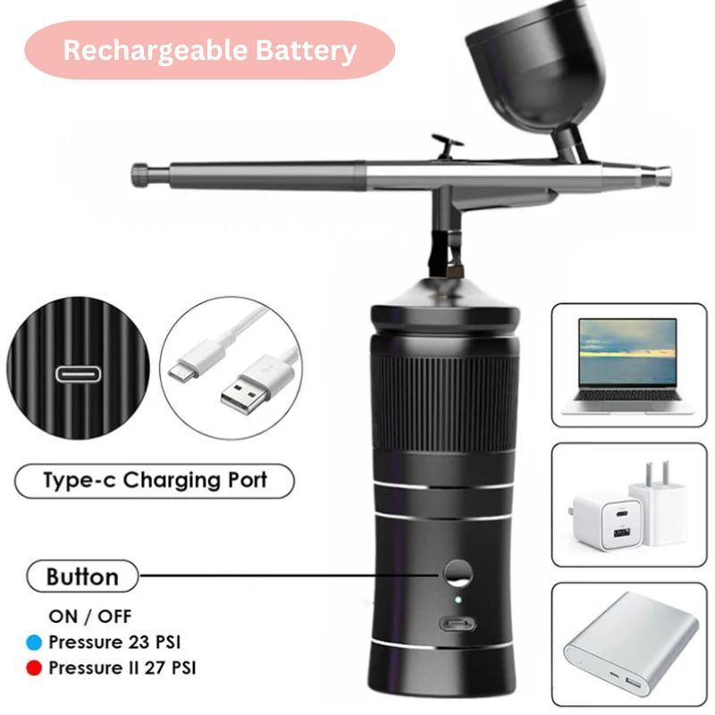 Portable Mini Airbrush Set with Compressor – Cordless Design