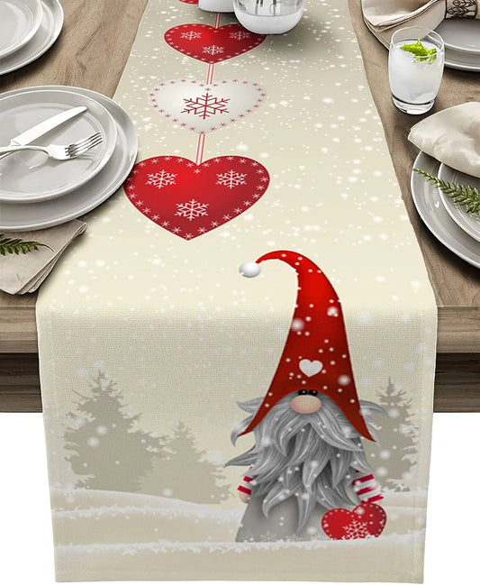 Christmas Table Runner with Snowflake Elves – Festive Table Decoration
