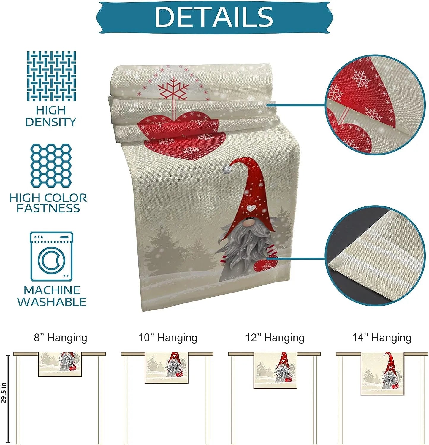 Christmas Table Runner with Snowflake Elves – Festive Table Decoration