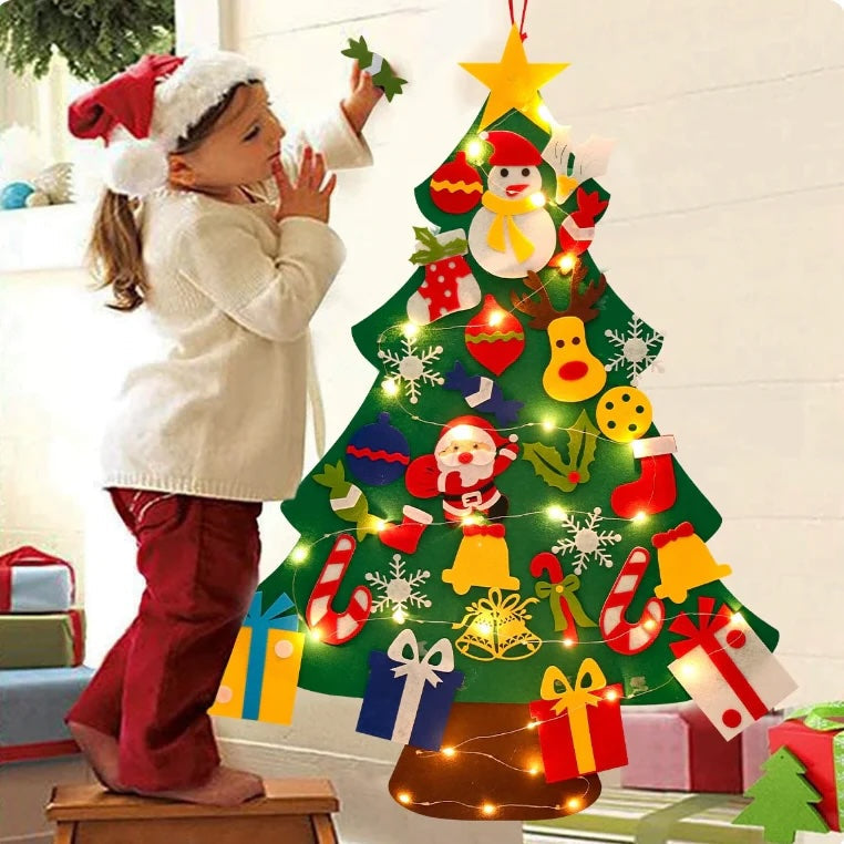 Felt Christmas Tree with Fairy Lights – Montessori Style