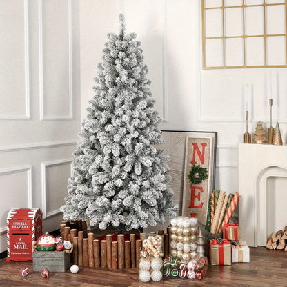 Snowy Elegance: Pre-Lit Flocked Pine Christmas Tree