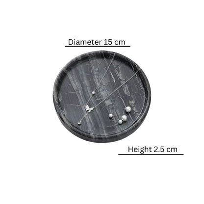 Stylish Round Black Marble Jewelry Organizer