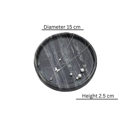 Stylish Round Black Marble Jewelry Organizer
