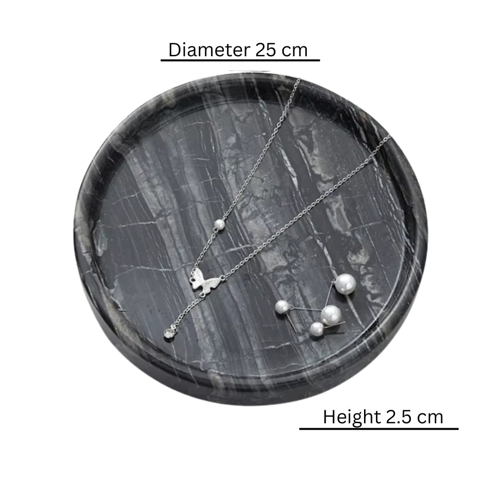 Stylish Round Black Marble Jewelry Organizer