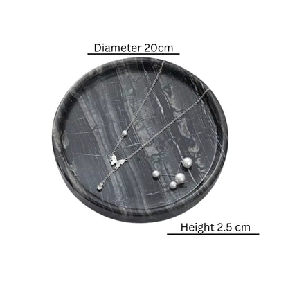 Stylish Round Black Marble Jewelry Organizer