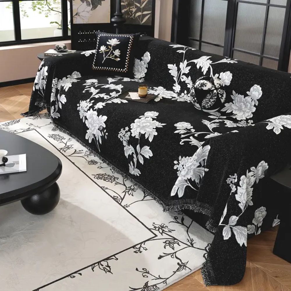 Elegant Floral Chenille Sofa Protector