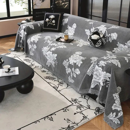 Elegant Floral Chenille Sofa Protector