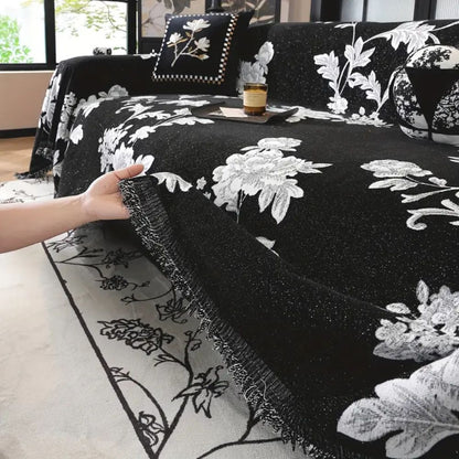 Elegant Floral Chenille Sofa Protector