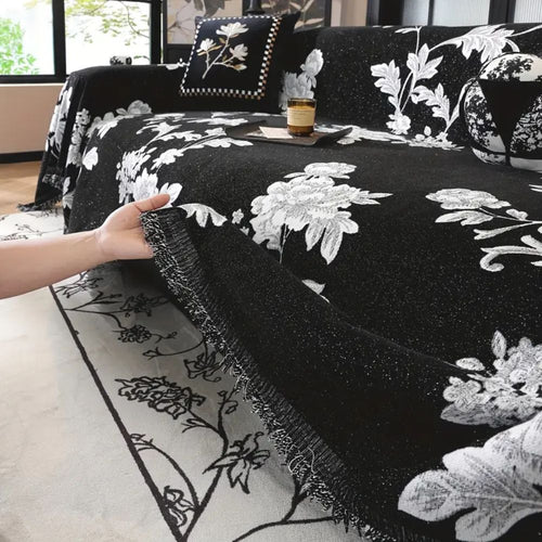 Elegant Floral Chenille Sofa Protector