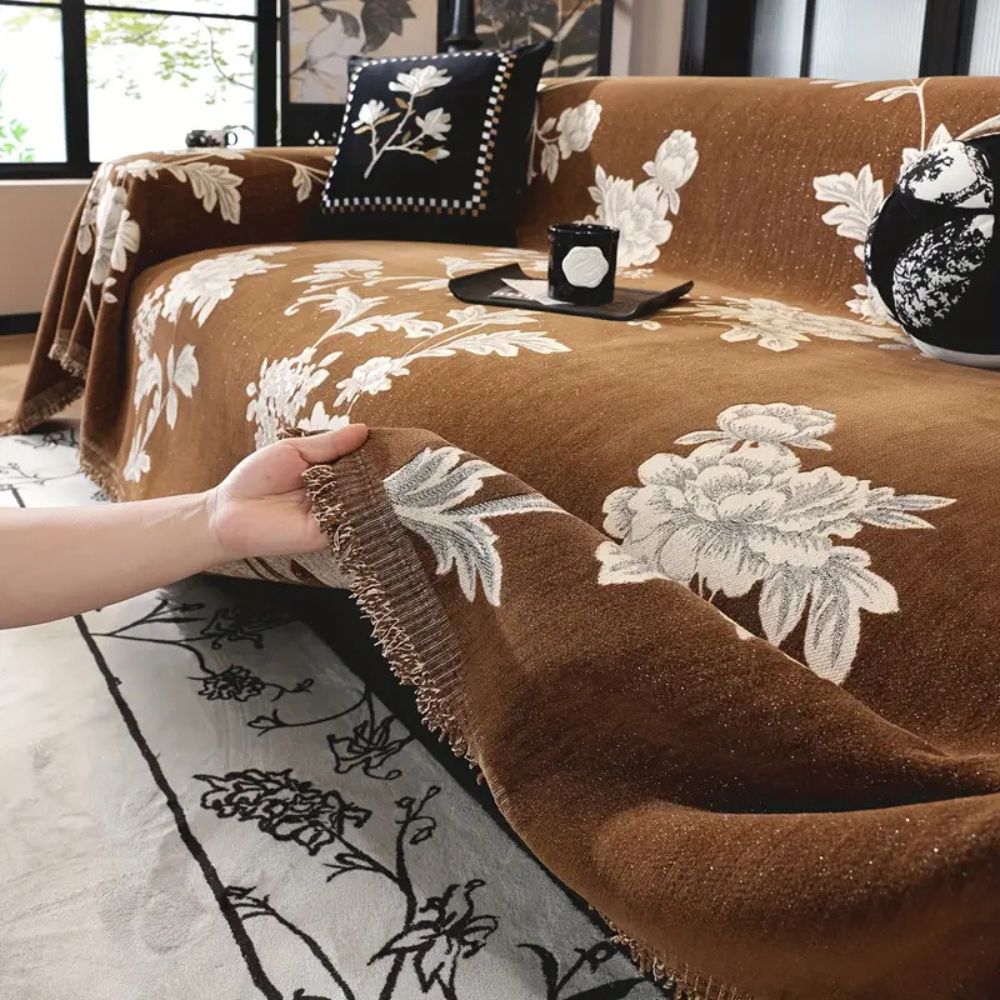 Elegant Floral Chenille Sofa Protector