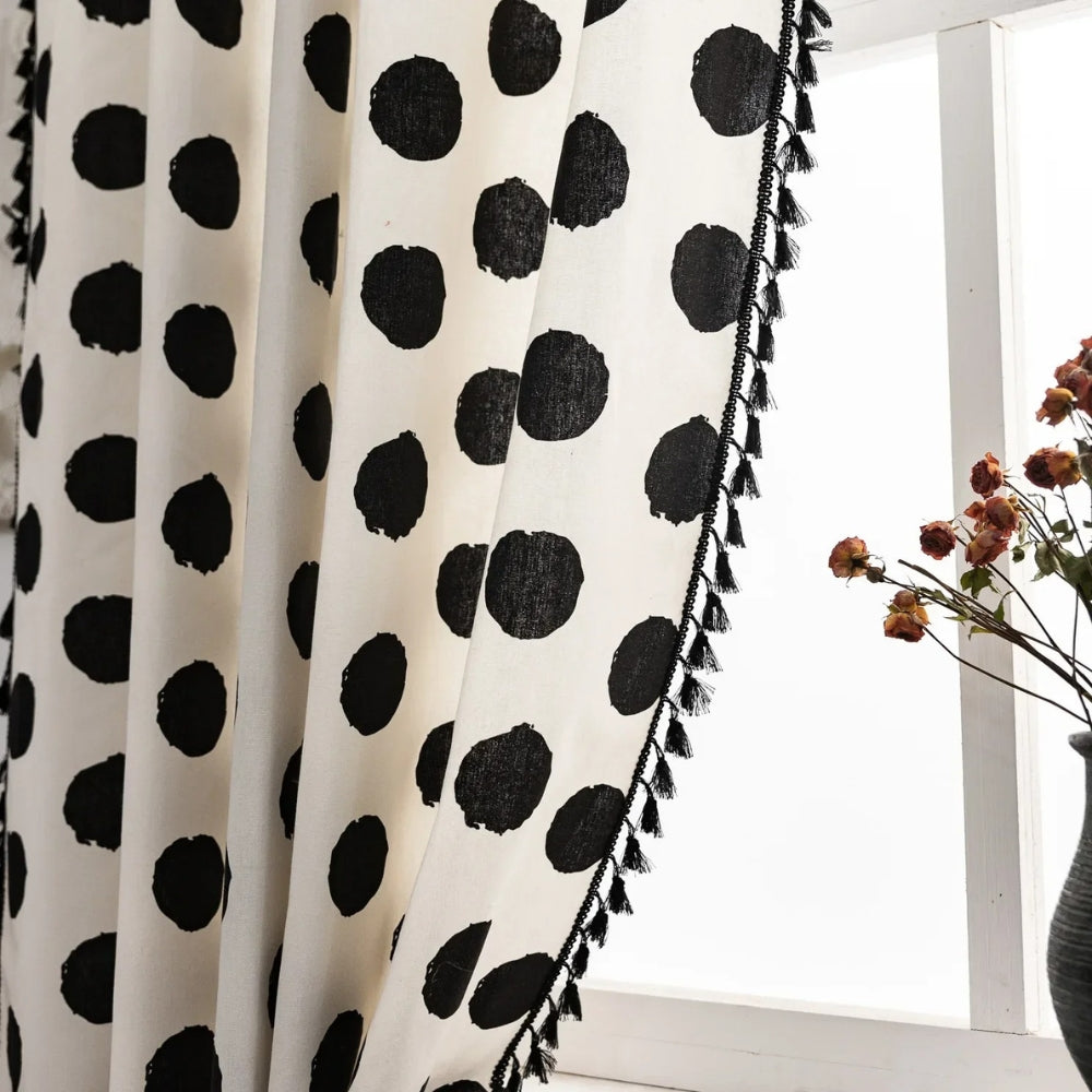 Elegant Polka Dot Tassel Drapes for Modern Spaces