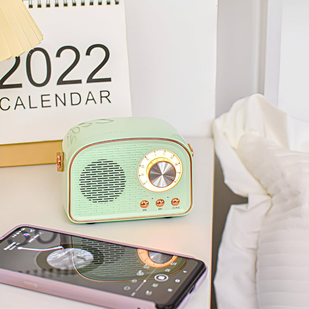 Wireless Vintage Bluetooth Speaker with Deep Sound and Retro Style