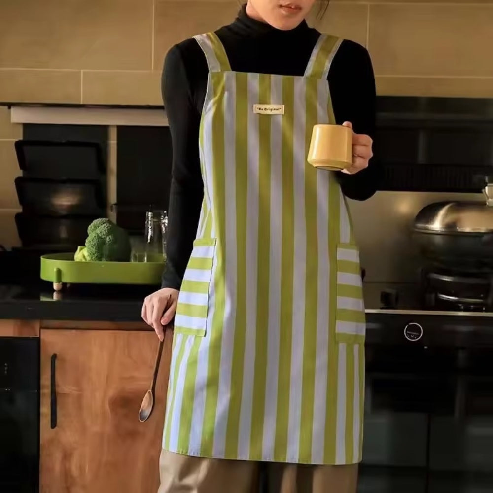 Chic Striped Kitchen Apron for Daily Use