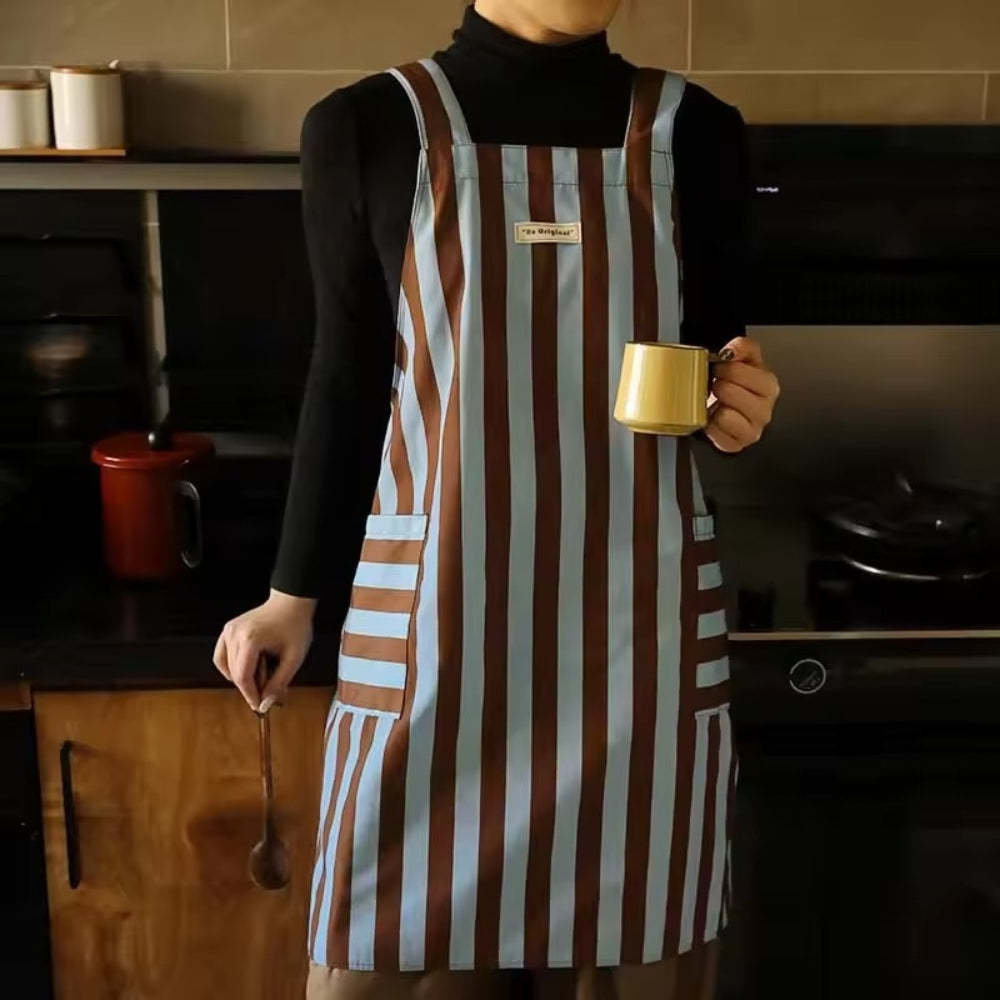 Chic Striped Kitchen Apron for Daily Use