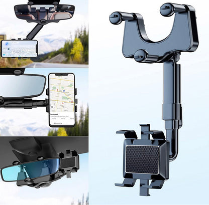 Adjustable Car Mirror Smartphone Mount | Fits Devices Up to 6.5 Inches | Conveniently Collapsible Design
