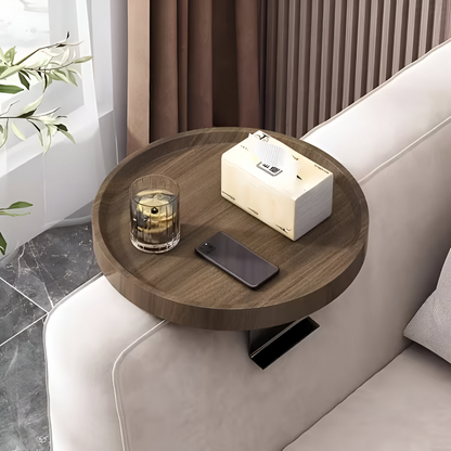 Clip-On Sofatisch Rund | Runde Ablage am Sofa | Werkzeugfrei Klemmen | ArmRestly