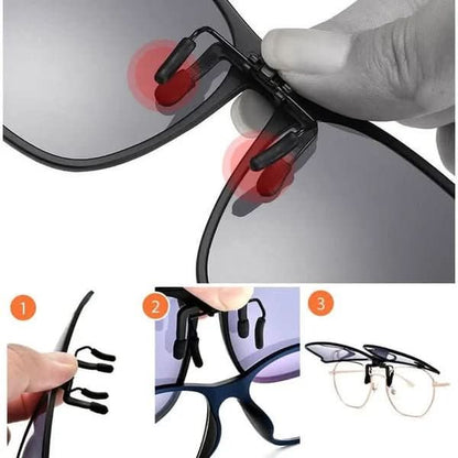 Polarized Clip-On Sunglasses for Prescription Glasses with UV Shield
