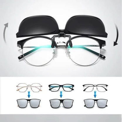 Polarized Clip-On Sunglasses for Prescription Glasses with UV Shield