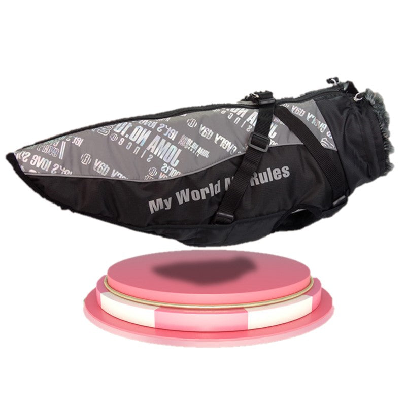 Dog Coat with Warm Fur Collar – Waterproof Design