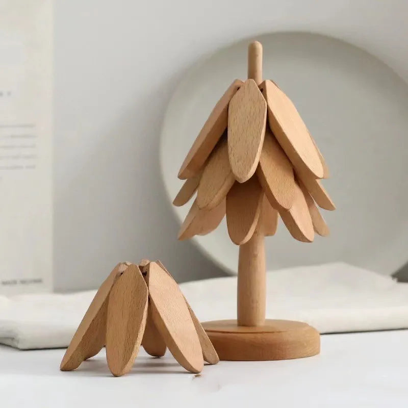 Elegant Wooden Tree Coaster Set for Stylish Living