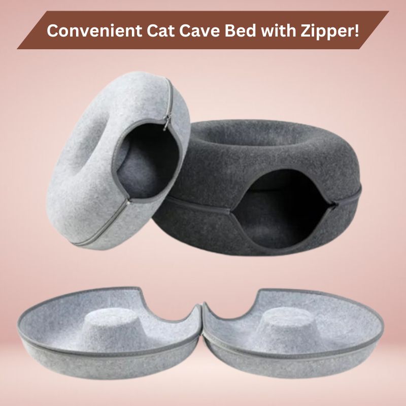 Interactive Cat Cave in Donut Shape