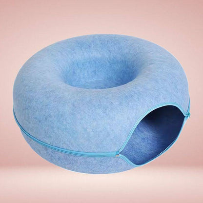 Interactive Cat Cave in Donut Shape
