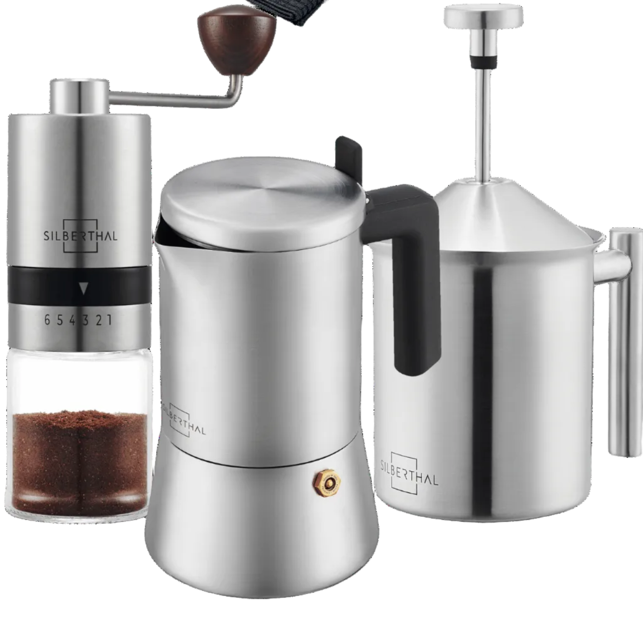 Complete Coffee Brewing Set | Manual Grinder & Frother for 6 Cups
