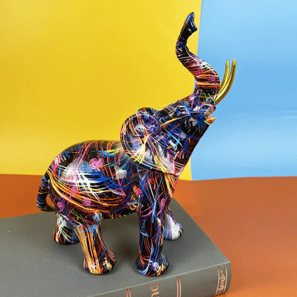 Vibrant Elephant Sculpture with Unique Bold Design