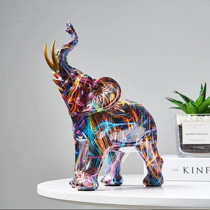 Vibrant Elephant Sculpture with Unique Bold Design