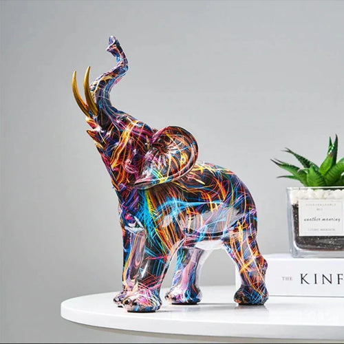Vibrant Elephant Sculpture with Unique Bold Design