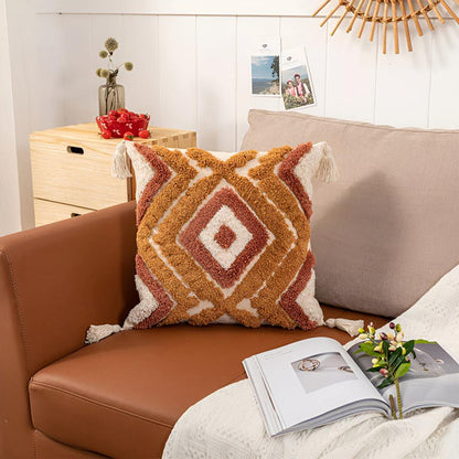 Moroccan Elegance: Textured Cotton Cushion Cover