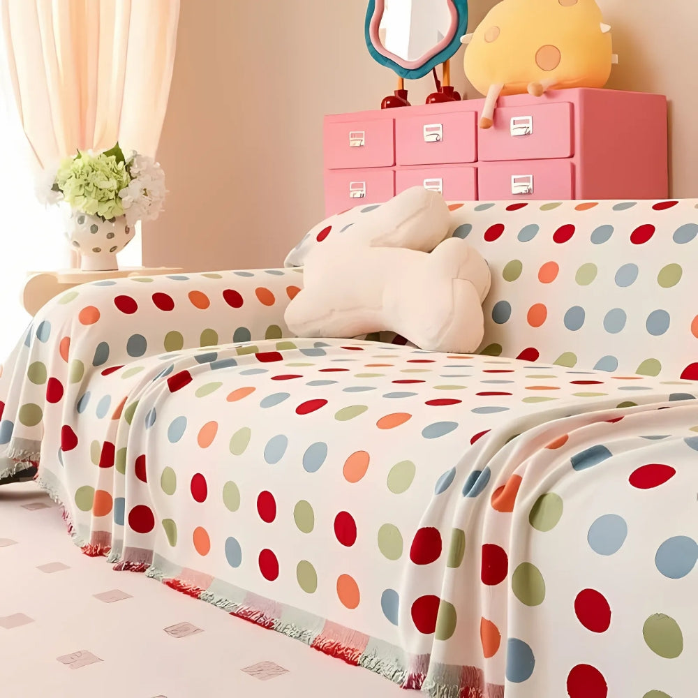 Vibrant Dot Design Sofa Protector for Stylish Living