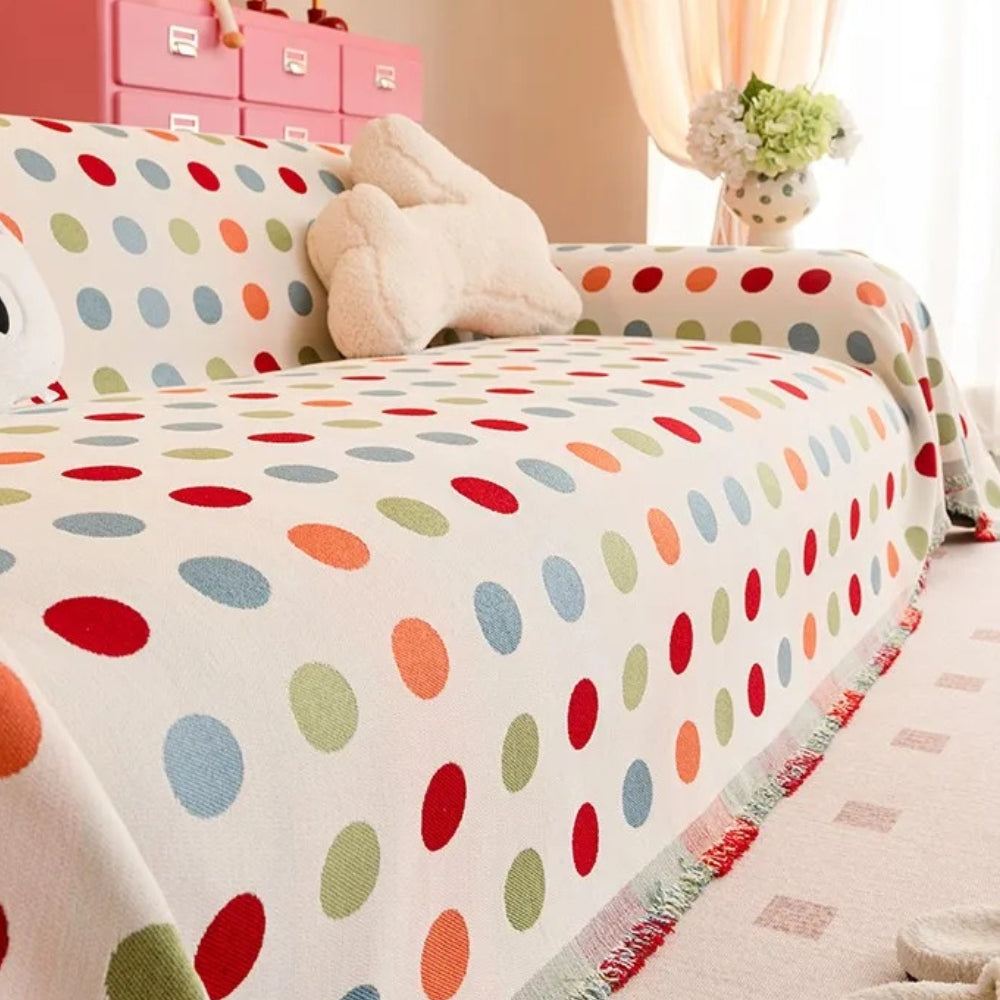 Vibrant Dot Design Sofa Protector for Stylish Living